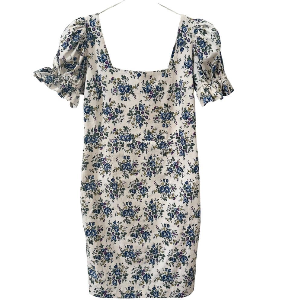 Tuckernuck Hyacinth House Dress Ivory Floral Puff Sleeve Medium